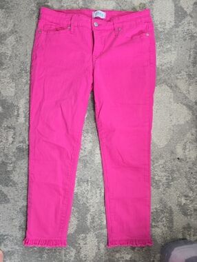 crown & ivy Hot Pink High-Rise Skinny Crop Jeans